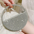 Round Handbag Socialite Rhinestone Evening Bag French Style Formal Gown Evening Bag