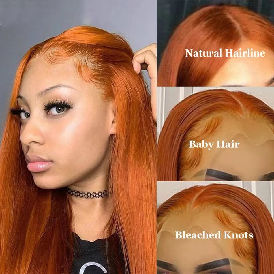 Front Lace Wig Orange Lace Straight Hair